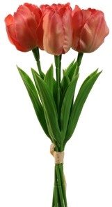 Tulp Tulpen Coral 33cm - Bundel van 5 stuks - Zijde Merk: PURE   Zijde Tulpen