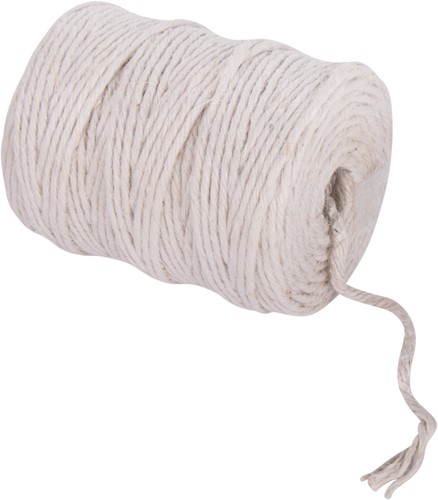 Jute dik 6 dr 6 mm GROTE KLOS +/- 120 m rol WIT macrame koord 