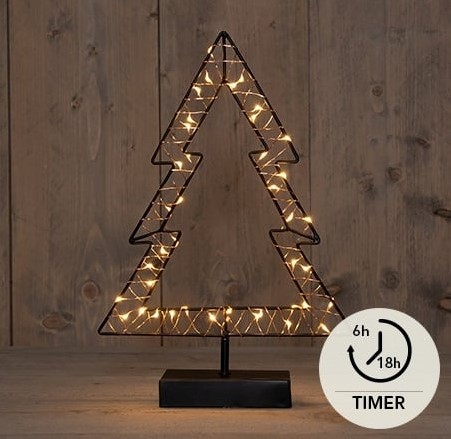 Frame Kerstboom met LED Lichtjes – 24x35,5 cm – 40 LED – Classic LED CLASSIC 2XAA 6/18U TIMER IP20