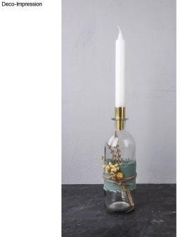 Maak van je fles een kandelaar Goud  2,2/1,8x5cm set van 2 excl decoraties