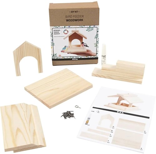 DIYkit Pakket Hobbyset Vogelvoederhuis maken met duidelijke instructie