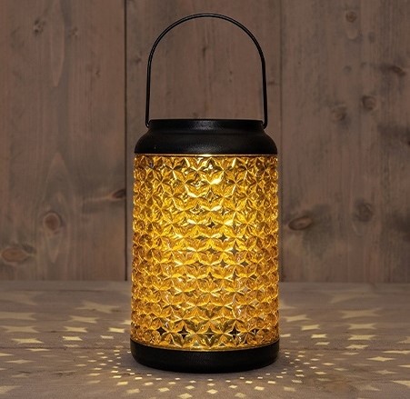 Solar Lantaarn Windlicht - Amber - 12,5 x 12,5 x 20 cm - Anna’s Collection - Voor Bloemschikken en Decoratie Ledcandle voor bloemschikken en decoratie