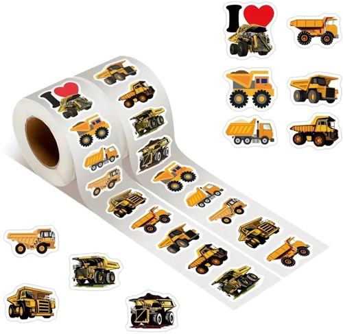 500 Stickers Labels Vrachtwagen Dumper beloning 2,5 cm rond   Sluitsticker