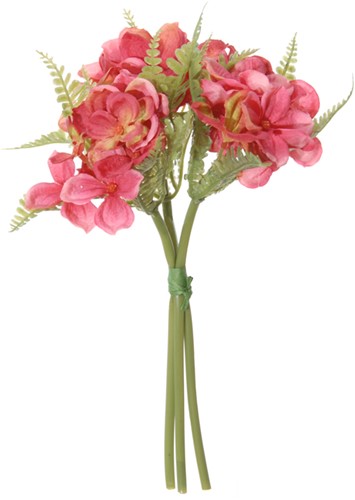 Hortensiabundel 23cm. ROOD bundel met 3 stuks Hortensiabundel 23cm.