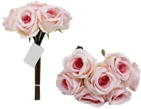 Zijderoos Large roosbundel 7 stuks Licht Pink/Pink Zijderoos Licht Pink/Pink