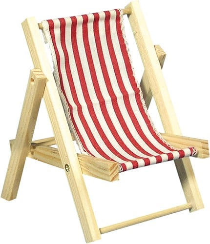 Maritiem HOUTEN zonneligstoel ROOD 14cm. 1 st Maritiem strandstoel