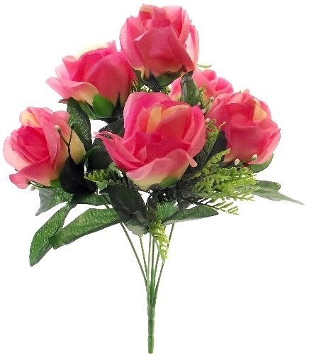 Rozenboeketje 33cm Rozenbundel met Gips en blad Geel Zijdebloem flowerwall vuller
