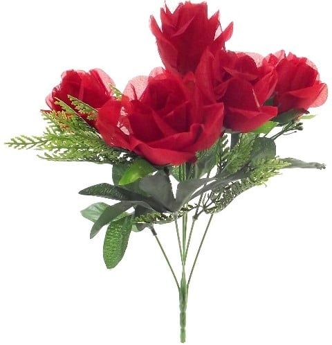 Rozenboeketje 33cm Rozenbundel met Gips en blad Rood Zijdebloem flowerwall vuller
