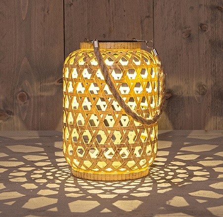 Solar Lantaarn Windlicht - 15 x 21 cm - Naturel - Anna’s Collection - Voor Bloemschikken en Decoratie Ledcandle voor bloemschikken en decoratie