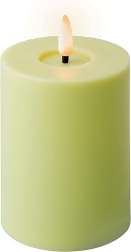Actie Lumineo LED kaars WAX steady kan Buiten, met timer, Groen/warm wit dia7cm H 12.3cm / st Ledcandle vlameffect voor bloemschikken en decoratie