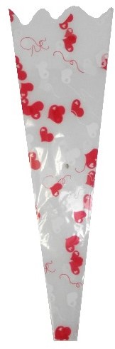 Actie Hoes voor enkele bloem 45x13. 5x3 Wit mt Rode hartjes  hoes voor 1 bloem