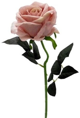 Zijderoos 52cm SINGLE LARGE VELVET TOUCH OPEN ROSE VINTAGE PINK zijderoos