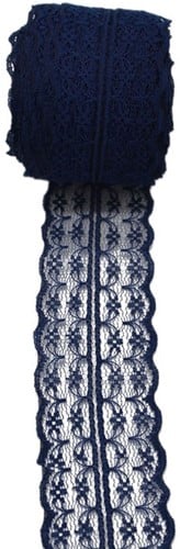 Budget Lint Kant Navy Blue +/-45mm 10 meter Donkerblauw Kant 45 mm