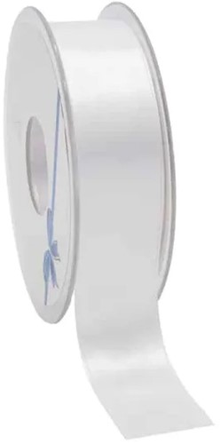Dubbelsatijn 38mm x 25m Wit, White Double Faced Satin Ribbon Dubbelsatijn Wit