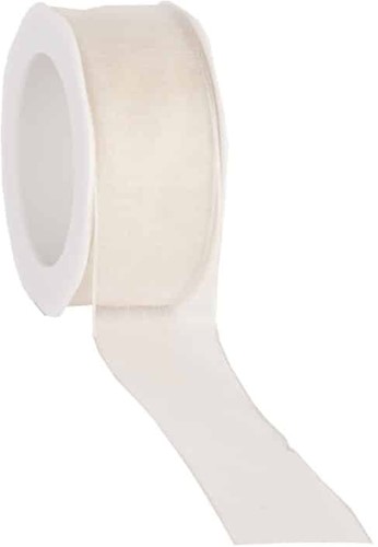 Lint Organza Ivory 38 mm draad /rol 20m Lint Organza Champagne