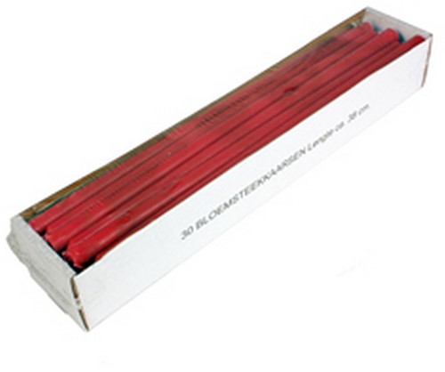 Doos 30 bloemsteekkaarsen 38 cm. Adventkaarsen Kerstrood Dunne lange kaarsen 14mm