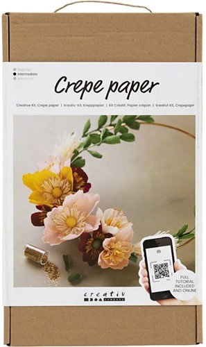 DIYkit Pakket Hobbyset Crêpepapier maak papieren bloemenkrans