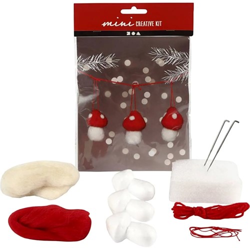 DIYkit Pakket Hobbyset  Naalvilten hangende paddestoelen schoencadeautje