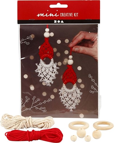 DIYkit Pakket Hobbyset 2x Macramé Elf, H: 14 cm schoencadeautje