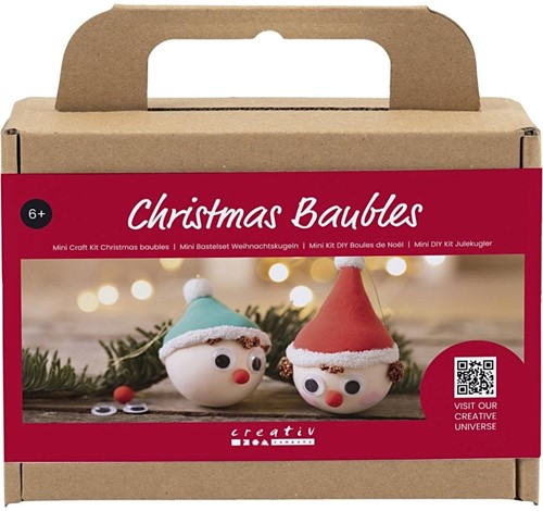 DIYkit Pakket Hobbyset Mini Hobbyset, Maak je eigen kerstbal 2 kabouterhoofdjes schoencadeautje