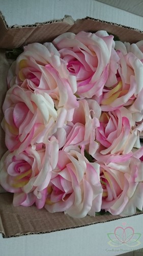Roos Groot ZIJDE / Tak 60cm. Roze/Peach Grote roos