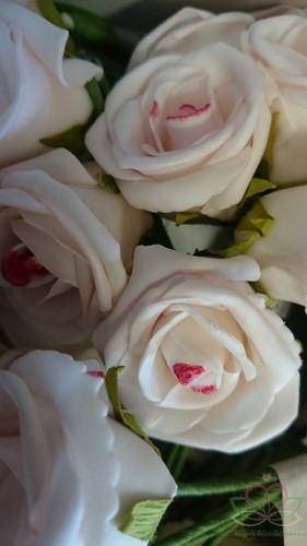 foam rose elegant 5cm. 5pc bundel Lichtrose likje rood foam rose 5cm.