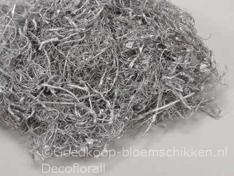Curly mos  +/- 250 gram. Zilver Curly mos