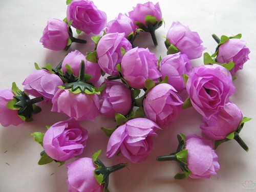 Roosjes 3 cm. zijde Lila voor corsage of zeep +/- 20 stuks Roos zijdebloem