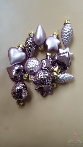 Kerst Hangdeco assorti 14 stuks Lila kerstballen