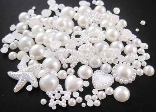 Parel moer figuurtjes voor kaart & scrapbooking 2-10 mm PAK Pakje +/- 1000 stuks