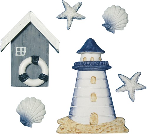 Maritiem PolyresinStrandhuis, 2-8 cm, 6 stuks Maritiem strandhuis