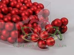 Balletjes op draad Kerst ROOD mat DOOS Doos +/- 144 stuks