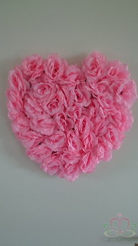 Hart Autodecoratie zijdebloemen Roze + zuignappen 45cm.*40cm. Autodecoratie