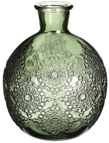 Gekleurd Glazen Flesje Bologna – 12 cm Hoog – Dark Green Bologna bottle 12 cm hoog Ø 9.5cm diameter