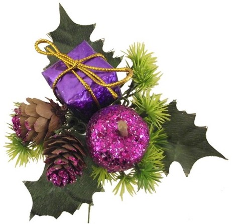 Kerstbijsteker Paars Appel, cadeautje en dennenappeltjes / stuk Kerstbijsteker