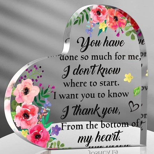 Hart van Epoxy met Bloemen You have done so much for me 10*1 cm Gift, geschenk, cadeau, herinnering