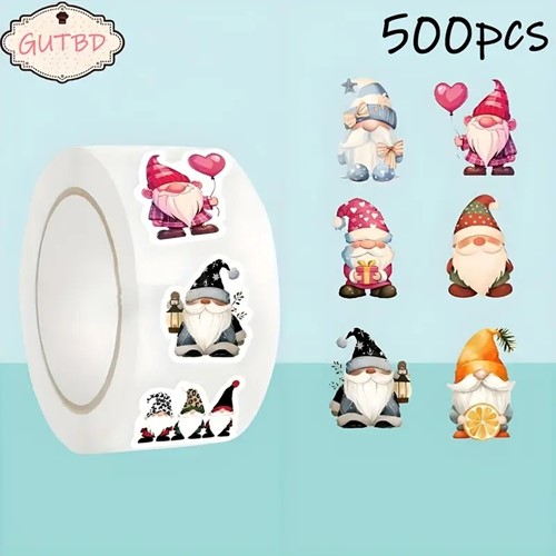 500 Stickers Labels Kerstetiketten Santa, Trol, Gnome van E 8.99 voor E 6.99 Kerst sluitsticker