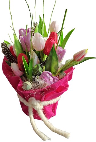 Hobbyvilt Fuchsia +/- 45 x 45 cm - Dikte 1,5 mm - Voor Bloemstukken en Potdecoratie leuk voor om een pot excl tulpen