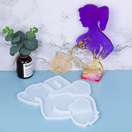 Siliconenmal Fotolijstje met standaard Baby buik hartje voor Epoxy Resin 