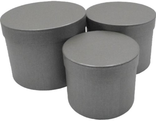 Bloemendoos Set van 3 Bloemendozen rond Grijs Flowerbox Cadeaudoos voor bv rozen