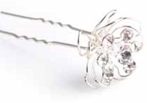Decospeld Haarspeld Bloem Strass doosje20,  Haarspeld Bloem Diamond