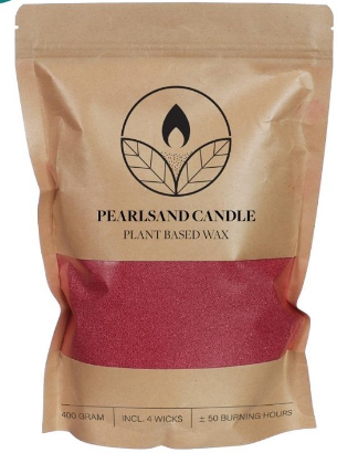 Burning Candle Kaarsenzand & Pearl Sand 400g Bordeaux incl 4 lonten +/- 50 branduren