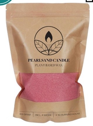 Burning Candle Kaarsenzand & Pearl Sand 400g Roze incl 4 lonten +/- 50 branduren