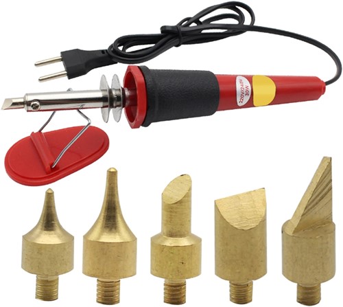 Houtbranderset Woodburning soldeerbout 30W met 5 bits   Houtbranden Woodburning