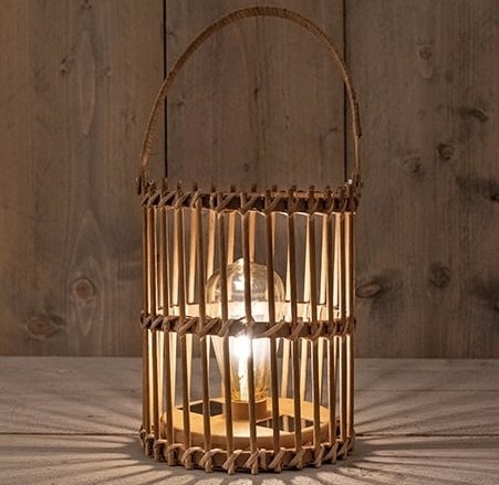 Solar Lantaarn Windlicht - Bamboe - 18 x 32 cm - Anna’s Collection - Voor Bloemschikken en Decoratie Ledcandle voor bloemschikken en decoratie