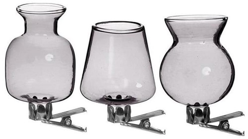 Gekleurd glazen flesje Clipper Grijs  Set van 3 flesje met clip