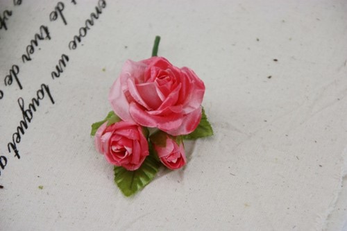Corsage Ali ROZE Rozen+blad zijde Corsage Roos MOOI!