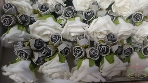 Corsage Roos Roomwit-grijs CPR131 Maatwerk corsage