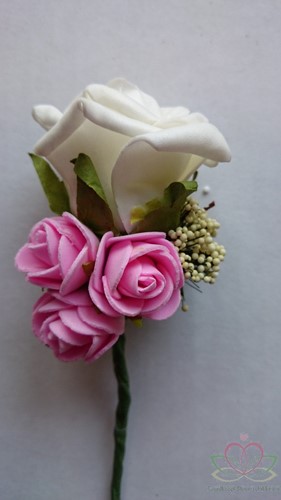 Corsage Roos ROOMwit+Pink+creme CPR148 Maatwerk corsage