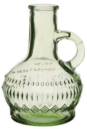 Gekleurd glazen flesje, vaasje, Lille Soft Green / stuk Lille clear bottle h.10 Ø7cm
